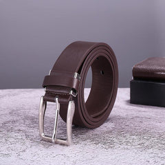 Casual Cowhide Belt with Square Pin Buckle for Men