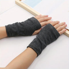 Short Elastic Gloves Unisex Knitted Half Finger Gloves Thin Breathable