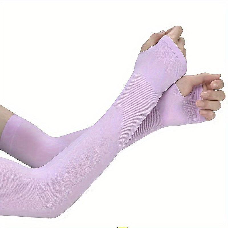Summer Long Ice Sleeve Stripe UV Protection Arm Sleeves