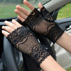 Lace Floral Short Fingerless Gloves for Women