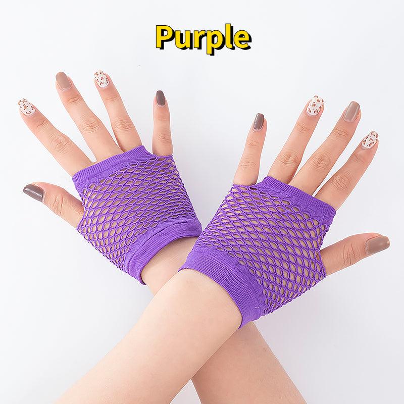 Short Fishnet Net Gloves Fingerless Mesh Punk Rock Party Gloves