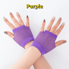 Short Fishnet Net Gloves Fingerless Mesh Punk Rock Party Gloves