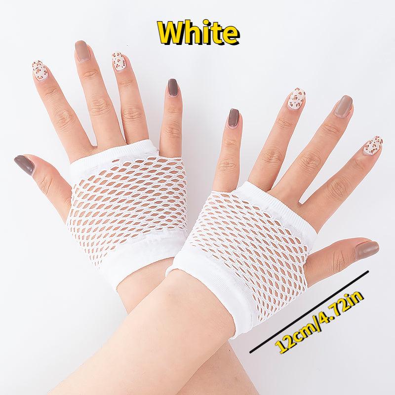 Short Fishnet Net Gloves Fingerless Mesh Punk Rock Party Gloves