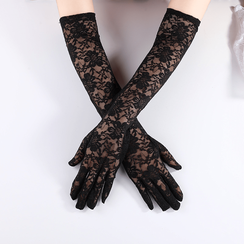 Lace Gloves Solid Floral Decorative Women's Gloves