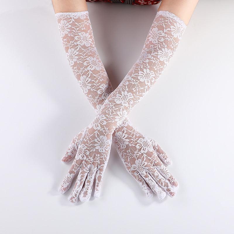 Lace Gloves Solid Floral Decorative Women's Gloves