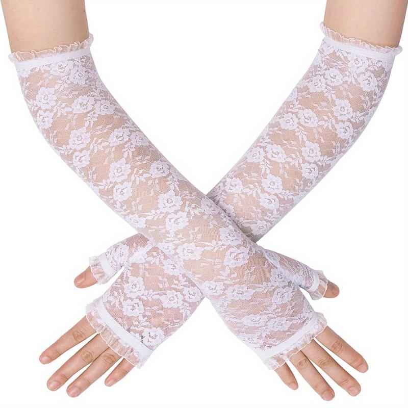 Lace Fingerless Bridal Gloves Solid Flower Decorative Wedding