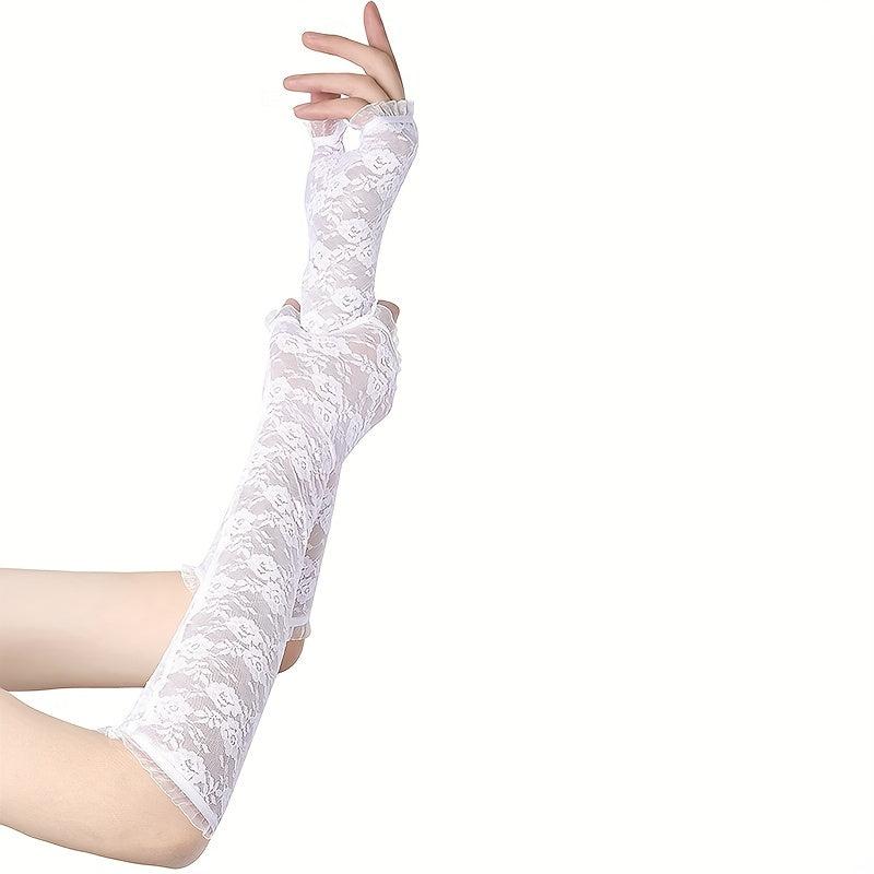 Lace Fingerless Bridal Gloves Solid Flower Decorative Wedding