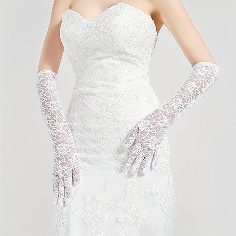Lace Fingerless Bridal Gloves Solid Flower Decorative Wedding