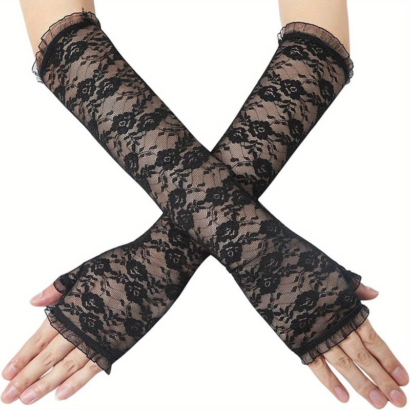 Lace Fingerless Bridal Gloves Solid Flower Decorative Wedding