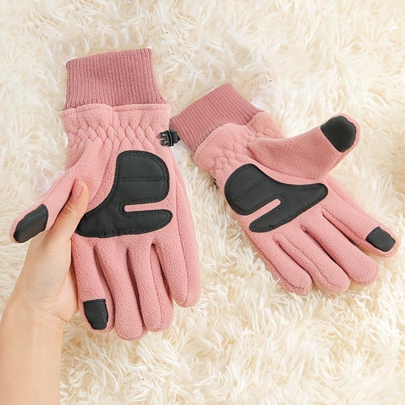 SPORT Plush Screw Gloves Winter Fleece Non Slip Touch Screen Driving Mitten
