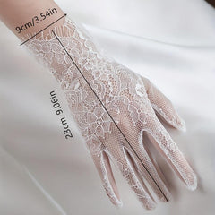 Classic Lace Gloves Floral Hollow Out Bridal Wedding Gloves