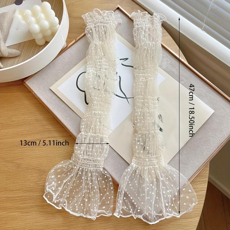 Extended Loose Gloves Polka Dot Ruffles Sunscreen Long Gloves For Women
