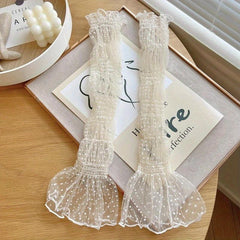 Extended Loose Gloves Polka Dot Ruffles Sunscreen Long Gloves For Women