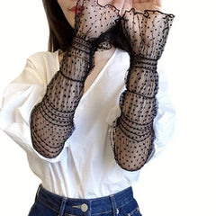 Extended Loose Gloves Polka Dot Ruffles Sunscreen Long Gloves For Women