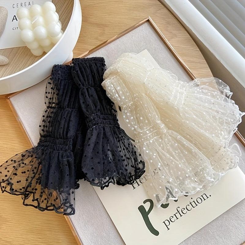 Extended Loose Gloves Polka Dot Ruffles Sunscreen Long Gloves For Women