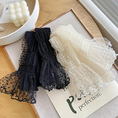 Extended Loose Gloves Polka Dot Ruffles Sunscreen Long Gloves For Women