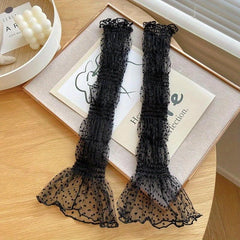 Extended Loose Gloves Polka Dot Ruffles Sunscreen Long Gloves For Women