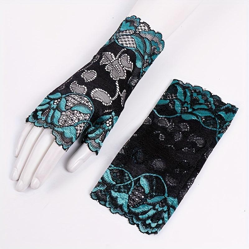Flower Embroidery Lace Gloves for Women
