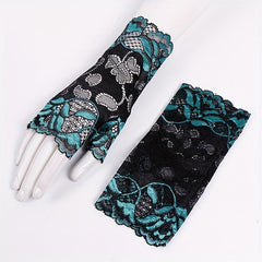 Flower Embroidery Lace Gloves for Women