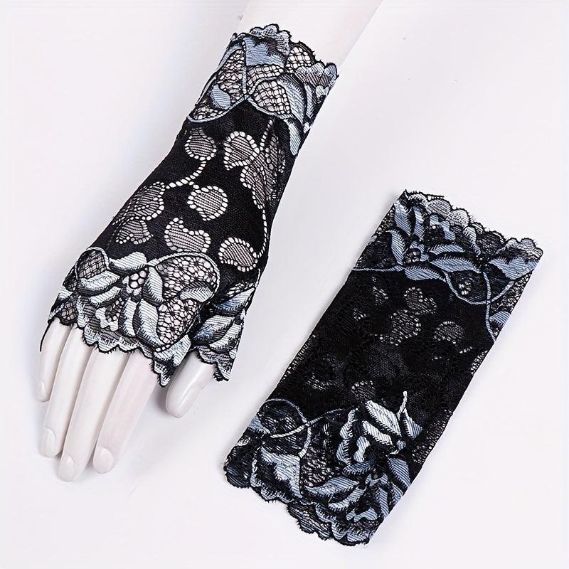 Flower Embroidery Lace Gloves for Women