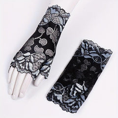 Flower Embroidery Lace Gloves for Women