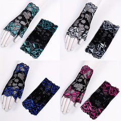 Flower Embroidery Lace Gloves for Women