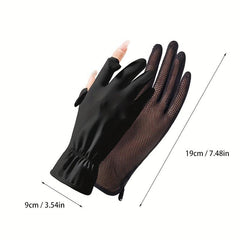 Ice Silk Sunscreen Gloves for Women