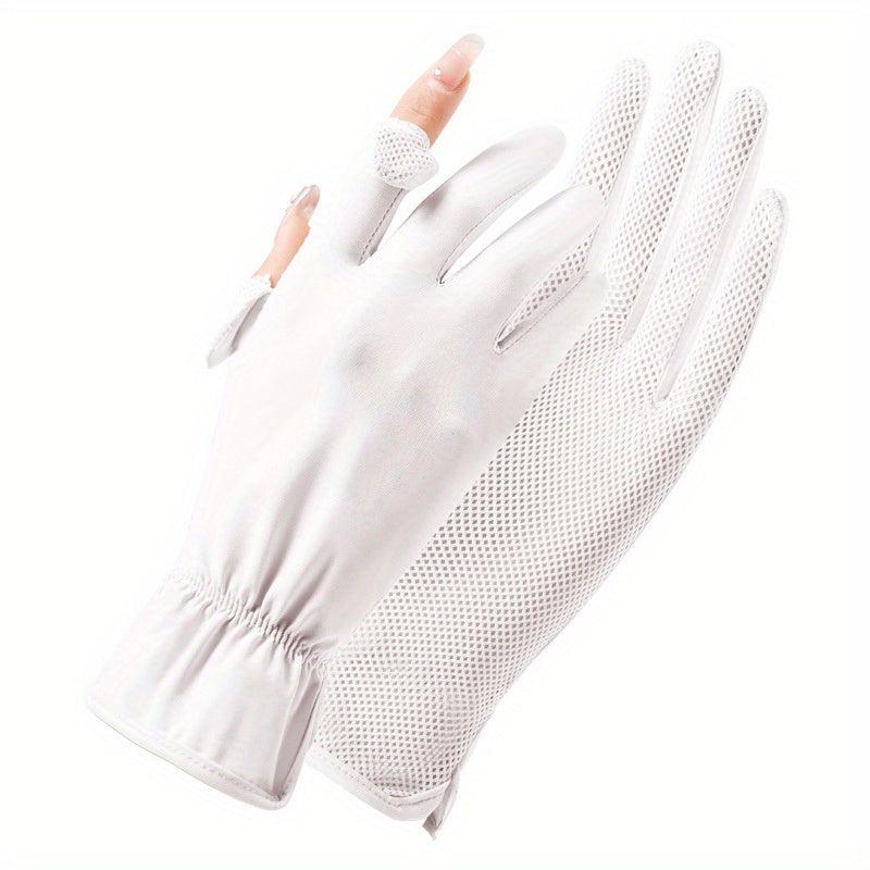 Ice Silk Sunscreen Gloves for Women