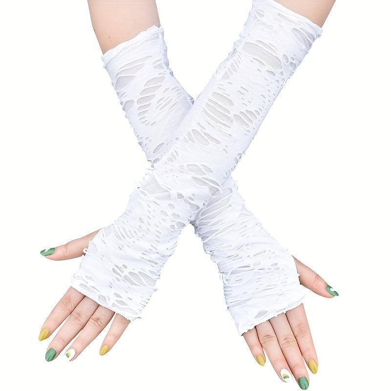 Stylish Ripped Fingerless Gloves for Party