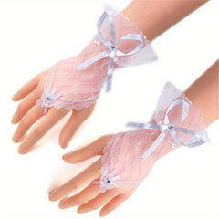 Lace Fingerless Short Gloves Mesh Bridal Wedding Dress Gloves