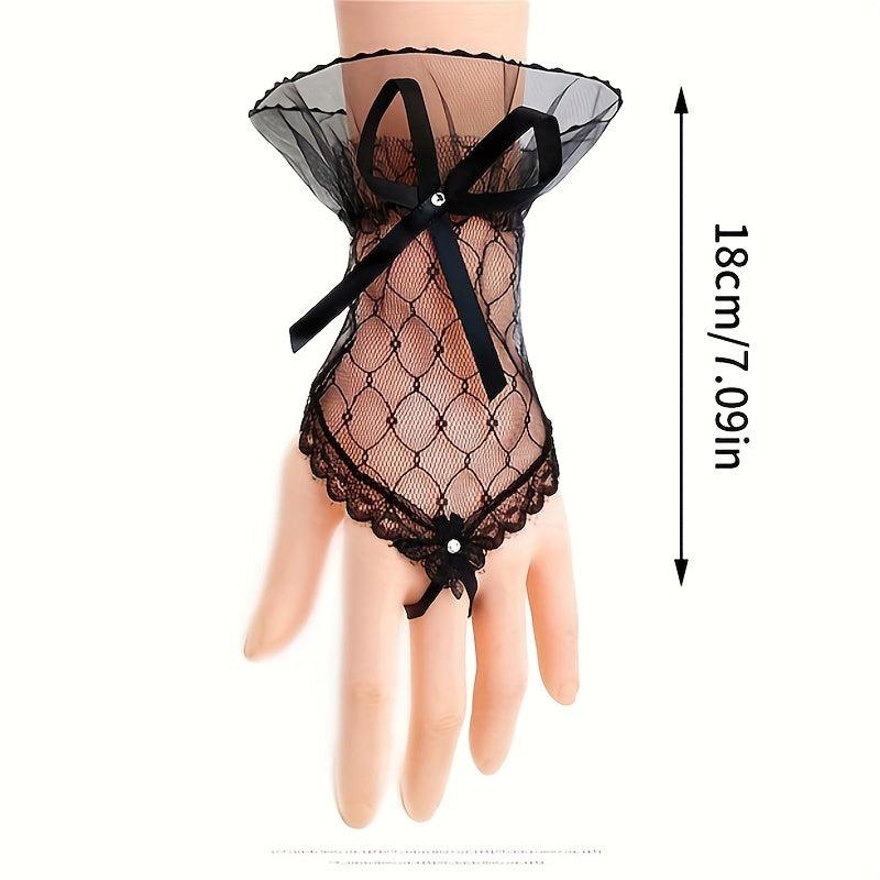 Lace Fingerless Short Gloves Mesh Bridal Wedding Dress Gloves