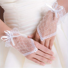 Lace Fingerless Short Gloves Mesh Bridal Wedding Dress Gloves