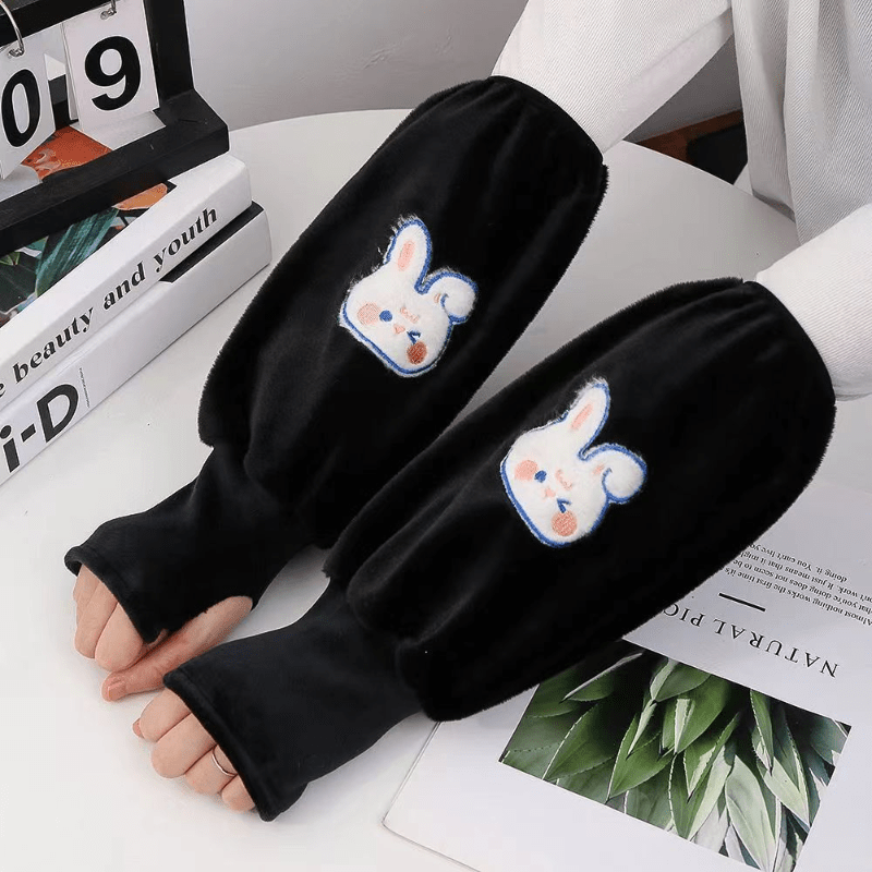 Winter Rabbit Print Long Sleeves Arm Warmer for Women Girls