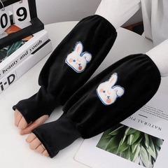 Winter Rabbit Print Long Sleeves Arm Warmer for Women Girls