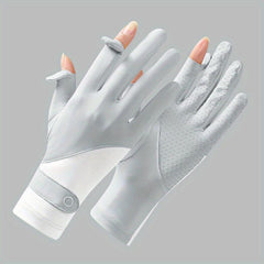 Ice Silk Sunscreen Gloves Non-slip Touch UV Protection Driving Cycling Gloves