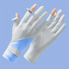 Ice Silk Sunscreen Gloves Non-slip Touch UV Protection Driving Cycling Gloves