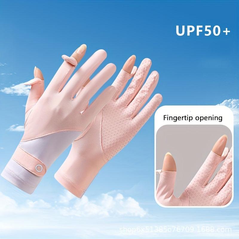 Ice Silk Sunscreen Gloves Non-slip Touch UV Protection Driving Cycling Gloves