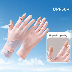 Ice Silk Sunscreen Gloves Non-slip Touch UV Protection Driving Cycling Gloves