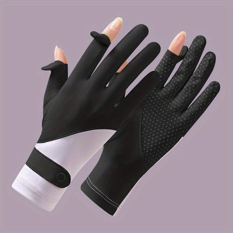 Ice Silk Sunscreen Gloves Non-slip Touch UV Protection Driving Cycling Gloves