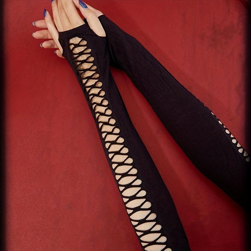 Long Arm Inelastic Sunscreen Fingerless Gloves for Women