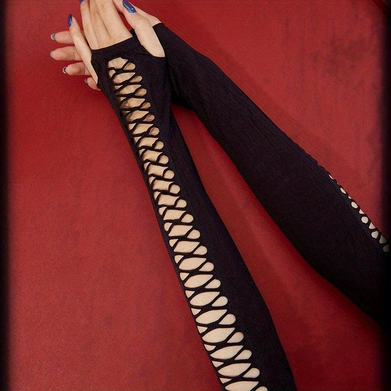 Long Arm Inelastic Sunscreen Fingerless Gloves for Women