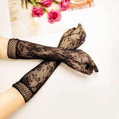 Floral Lace Sunscreen Gloves Breathable Full Finger Gloves