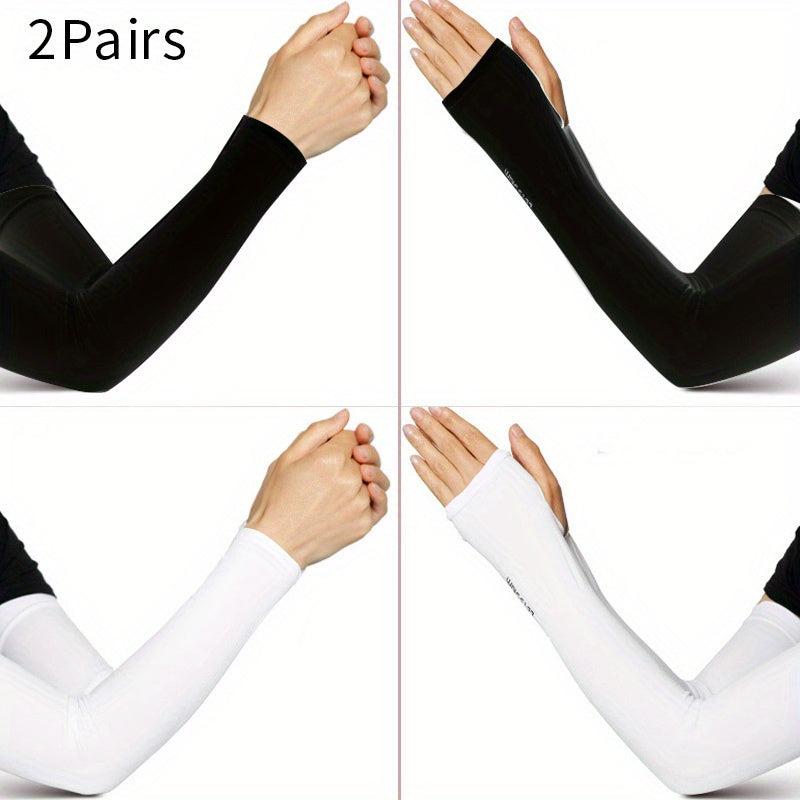 2 Pairs Sunscreen Ice Sleeves UV Protection Gloves for Women & Men