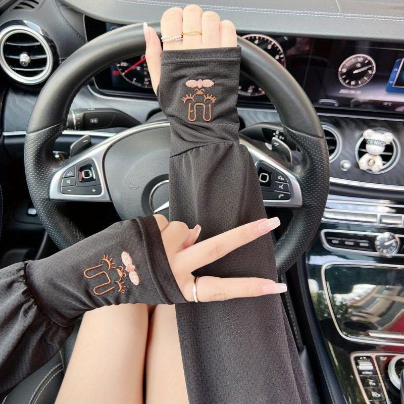 Breathable Ice Sleeve Rabbit Embroidery Gloves UV Protection