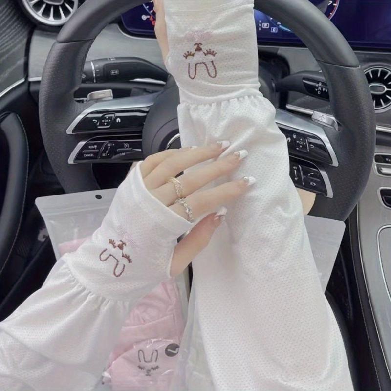 Breathable Ice Sleeve Rabbit Embroidery Gloves UV Protection