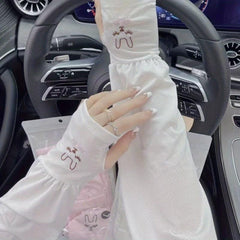 Breathable Ice Sleeve Rabbit Embroidery Gloves UV Protection