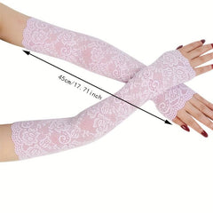 Sunscreen Lace Long Gloves UV Protection Sleeves For Women