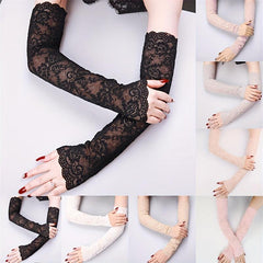 Sunscreen Lace Long Gloves UV Protection Sleeves For Women