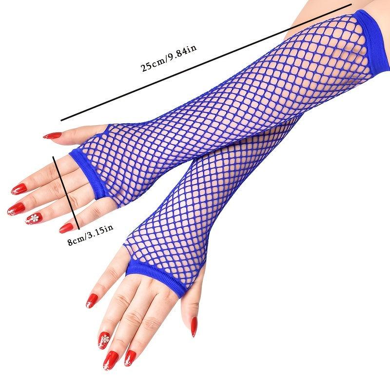 Punk Mesh Gloves Solid Long Party Dress Women's Accessories