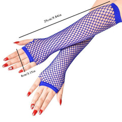 Punk Mesh Gloves Solid Long Party Dress Women's Accessories